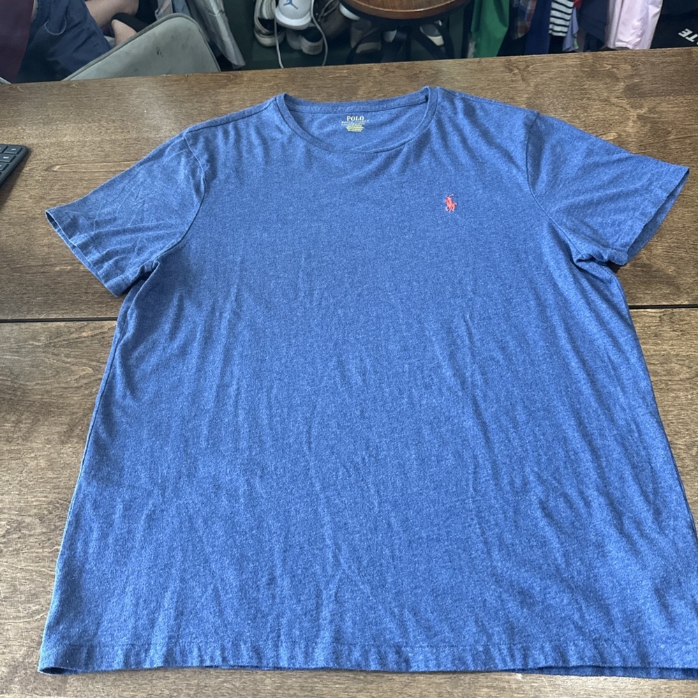 Polo Ralph Lauren Shirt Mens XL Blue Custom Slim Fit Pony Logo Tee